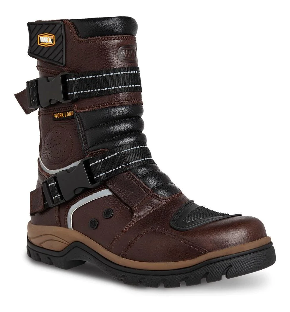 Bota motociclista WKL Biker para dama Mod.77411 Chocolate Flother / Bisonte