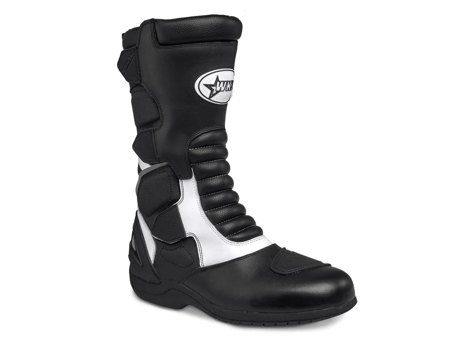 Bota motociclista WKL Biker para caballero Mod.80009 Negro Blanco Napa / Austria