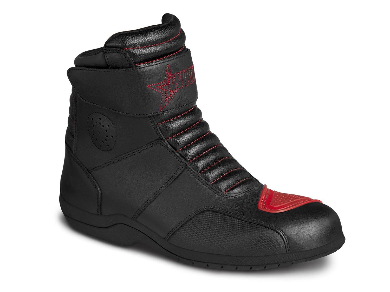 Bota motociclista WKL Biker para dama Mod.80008 Negro Rojo Napa / Austria